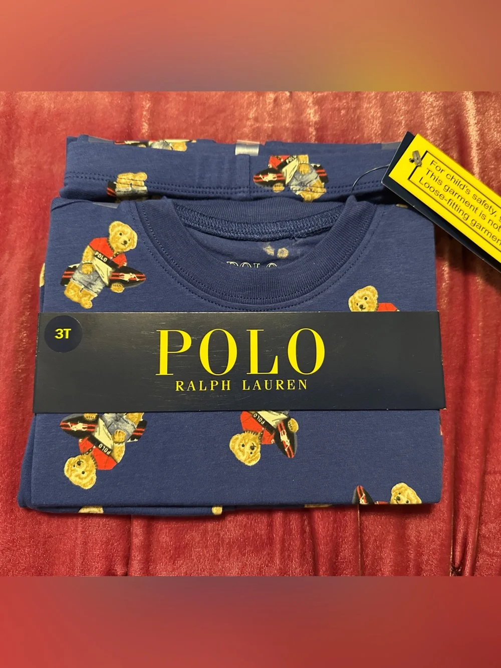 Polo by Ralph Lauren Navy Surf Bear Kids Fitted Pajama Set NWT 3T / Child 6